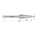 Hartmetall-Frässtift, KEL, Rundkegel, HP-6-VERZAHNUNG, unbeschichtet