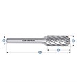 Rotary Burr, WRC, Ball Nosed Cylinder, HP9 Inox Cut, Uncoated