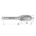 Hartmetall-Frässtift, TRE, Tropfen, HP-9-EDELSTAHL-VERZAHNUNG, unbeschichtet
