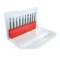 MINI Rotierfräser-Set, Durchmesser 1 + 1,5 mm, Schaft 3 mm, Universal Fein Verzahnung, BLUE-TEC-beschichtet