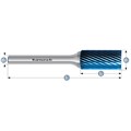 Hartmetall-Frässtift, ZYA, Zylinder ohne Stirnverzahnung, HP-2-VERZAHNUNG, BLUE-TEC-beschichtet