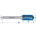 Rotary Burr, WRC, Ball Nosed Cylinder, HP5 Cut, Blue-Tec Coated