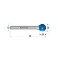 Hartmetall-Frässtift, KUD, Kugel, HP-1-VERZAHNUNG, BLUE-TEC-beschichtet