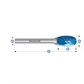 Rotary Burr, TRE, Oval, HP1 Cut, Blue-Tec Coated
