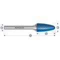 Hartmetall-Frässtift, RBF, Rundbogen, HP-4-VERZAHNUNG, BLUE-TEC-beschichtet