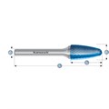 Hartmetall-Frässtift, RBF, Rundbogen, HP-5-VERZAHNUNG, BLUE-TEC-beschichtet