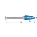 Rotary Burr, RBF, Ball Nosed Tree, HP6 Cut, Blue-Tec Coated