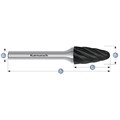 Hartmetall-Frässtift, RBF, Rundbogen, HP-7-VERZAHNUNG, BLACK-TEC-beschichtet