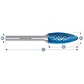 Hartmetall-Frässtift, Flamme, HP-3-VERZAHNUNG, BLUE-TEC-beschichtet