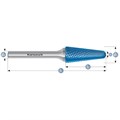Rotary Burr, KEL, Ball Nosed Cone, HP4 Cut, Blue-Tec Coated