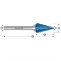 Hartmetall-Frässtift, SKM, Spitzkegel, HP-4-VERZAHNUNG, BLUE-TEC-beschichtet