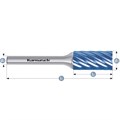 Hartmetall-Frässtift, ZYA, Zylinder ohne Stirnverzahnung, HP-9-EDELSTAHL-VERZAHNUNG, BLUE-TEC-beschichtet