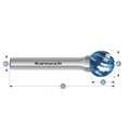 Hartmetall-Frässtift, KUD, Kugel, HP-9-EDELSTAHL-VERZAHNUNG, BLUE-TEC-beschichtet