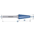 Rotary Burr, KEL, Ball Nosed Cone, HP9 Inox Cut, Blue-Tec Coated