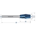 Rotary Burr, Combi + Form, WKN + WKN, inverted cone + inverted cone, Blue-tec coated
