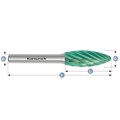 Hartmetall-Frässtift, Flamme, HP-3 PRO VERZAHNUNG, GREEN-TEC-beschichtet