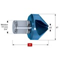HSS-XE Countersink, 90 Degree, Weldon Shank, Blue-Tec Coated, 3 Cutting Edges