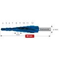 HSS-XE Durablue Coated Step Drill, 4-12mm, CBN Ground, 2 Cutting Edges