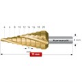 HSS-XE Tin-Gold Coated step drill, 4-20mm, CBN ground, 3 cutting edges