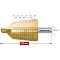 HSS-XE + TiN-GOLD beschichteter Stufenbohrer, Durchmesser 40-50 mm, CBN geschliffen, 2 Schneiden