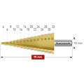 Step drills CBN ground, Tin-Gold Coated,straight fluted with split point, 2 cutting edges