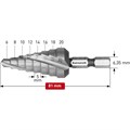 Step drills HSS-XE with impact shank, Diameters 6-20mm